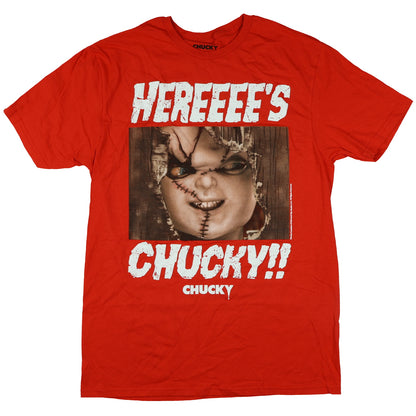 Chucky T-Shirt Men's Hereeee's Chucky Meme Short Sleeve Graphic Top