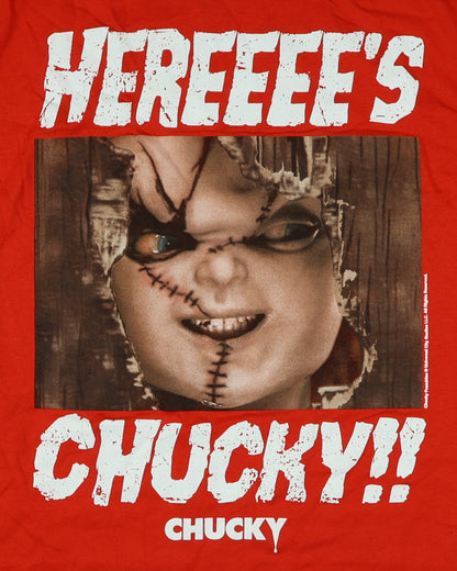 Chucky T-Shirt Men's Hereeee's Chucky Meme Short Sleeve Graphic Top