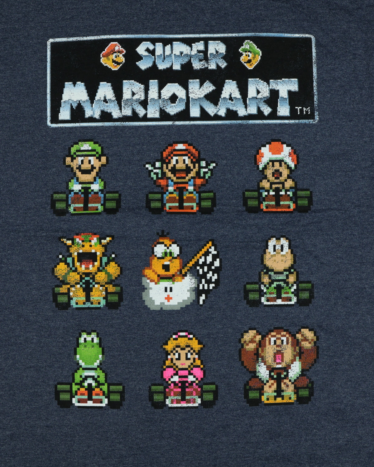 Nintendo Super Mario Kart T-Shirt Men's Pixelated Character Grid Tee