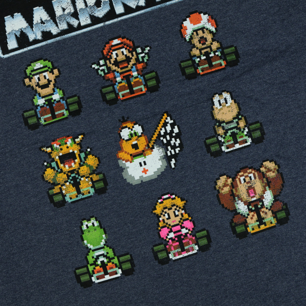 Nintendo Super Mario Kart T-Shirt Men's Pixelated Character Grid Tee