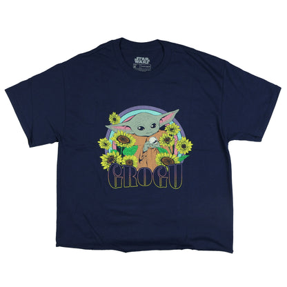 Disney The Mandalorian Shirt Women's Grogu Sunflowers Short Sleeve Crop Top