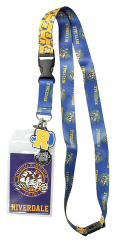 Riverdale ID Lanyard Badge High School Bulldogs With 1.5" Rubber Charm Pendant