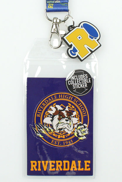 Riverdale ID Lanyard Badge High School Bulldogs With 1.5" Rubber Charm Pendant