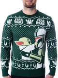 Disney Star Wars Mens' The Mandalorian Grogu Goodbye Holiday Knit Sweater