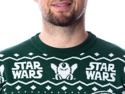 Disney Star Wars Mens' The Mandalorian Grogu Goodbye Holiday Knit Sweater