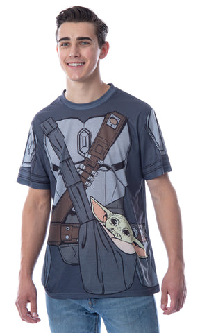 Star Wars Mens' The Mandalorian Mando Holding The Child Costume Shirt