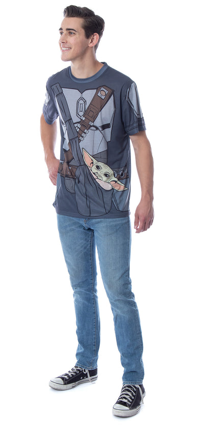 Star Wars Mens' The Mandalorian Mando Holding The Child Costume Shirt