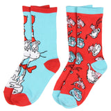 Dr. Seuss Socks Kids Cat In The Hat and Fish Crew Socks 2 Pair