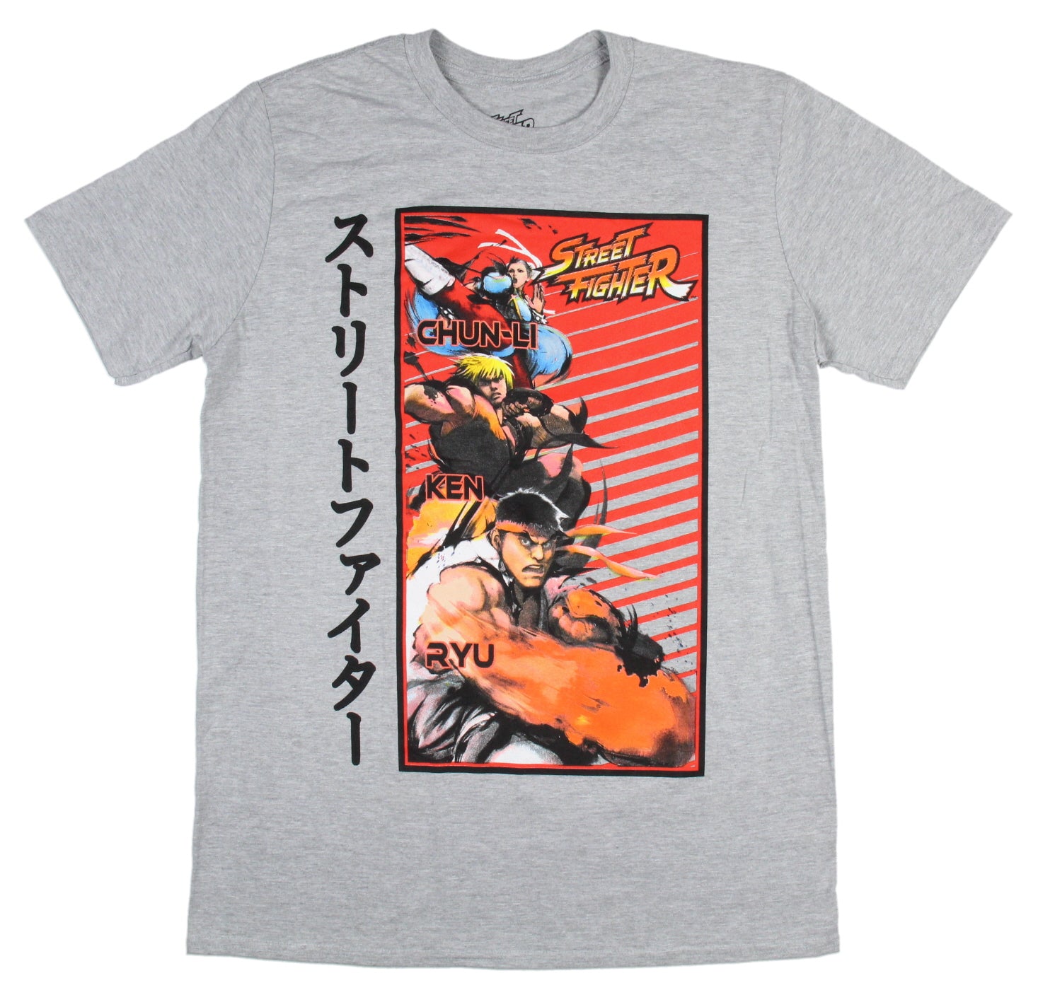Street Fighter Men's Fighter Lineup Chun-Li Ken Ryu Character Gaming T-Shirt
