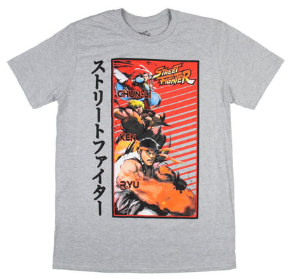 Street Fighter Men's Fighter Lineup Chun-Li Ken Ryu Character Gaming T-Shirt