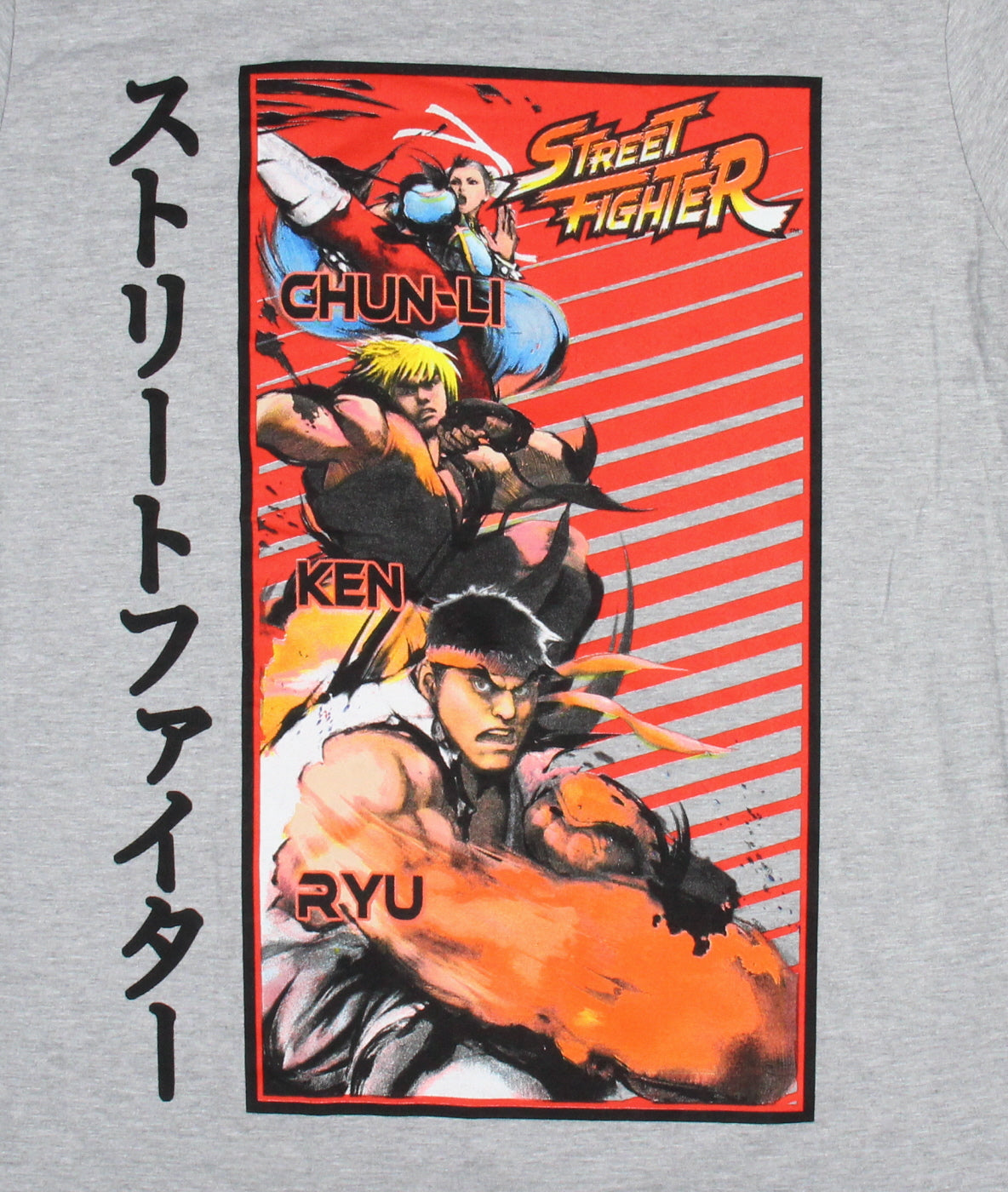 Street Fighter Men's Fighter Lineup Chun-Li Ken Ryu Character Gaming T-Shirt