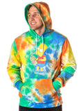 The Simpsons Men's Bart Squishee Brain Freeze Tie Dye Pullover Hoodie