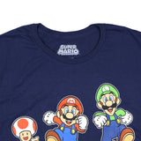 Super Mario Men's Toad Mario And Luigi Running Graphic Print T-Shirt (3XL, Navy)