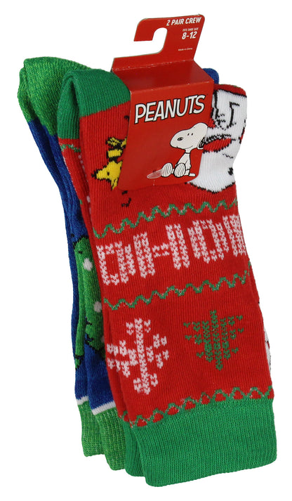 Peanuts Snoopy Holiday 2 Pack Adult Crew Socks
