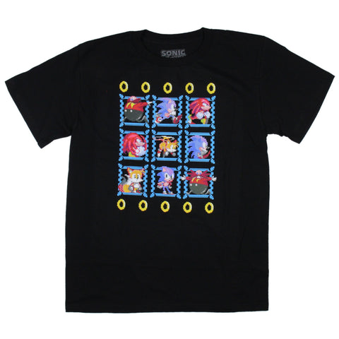 Sonic The Hedgehog Boy's Pixel Character Grid Video Game T-Shirt