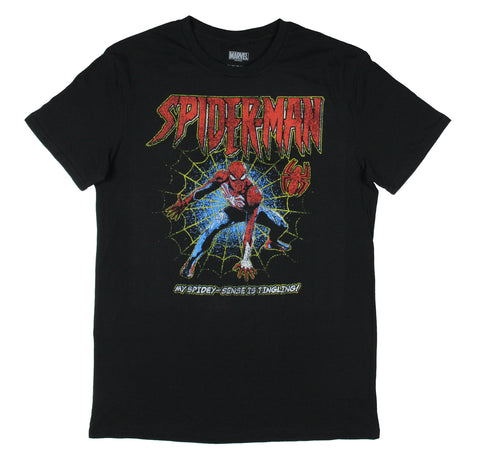 Marvel Men's Spider-Man Distressed My Spidey-Sense Is Tingling T-Shirt Adult