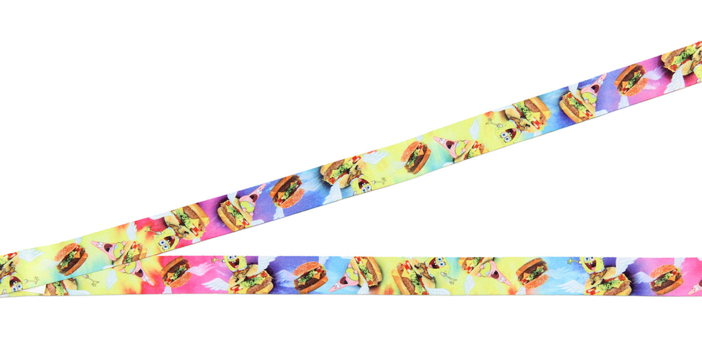 SpongeBob SquarePants and Patrick Riding Krabby Patties ID Badge Holder Lanyard