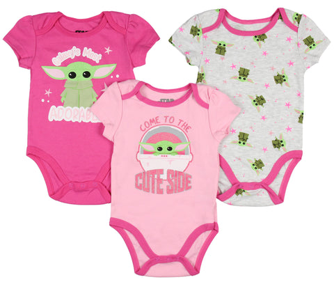 Star Wars Infant Baby Girls Come To The Cute Side Baby Yoda Onesie 3 Pack