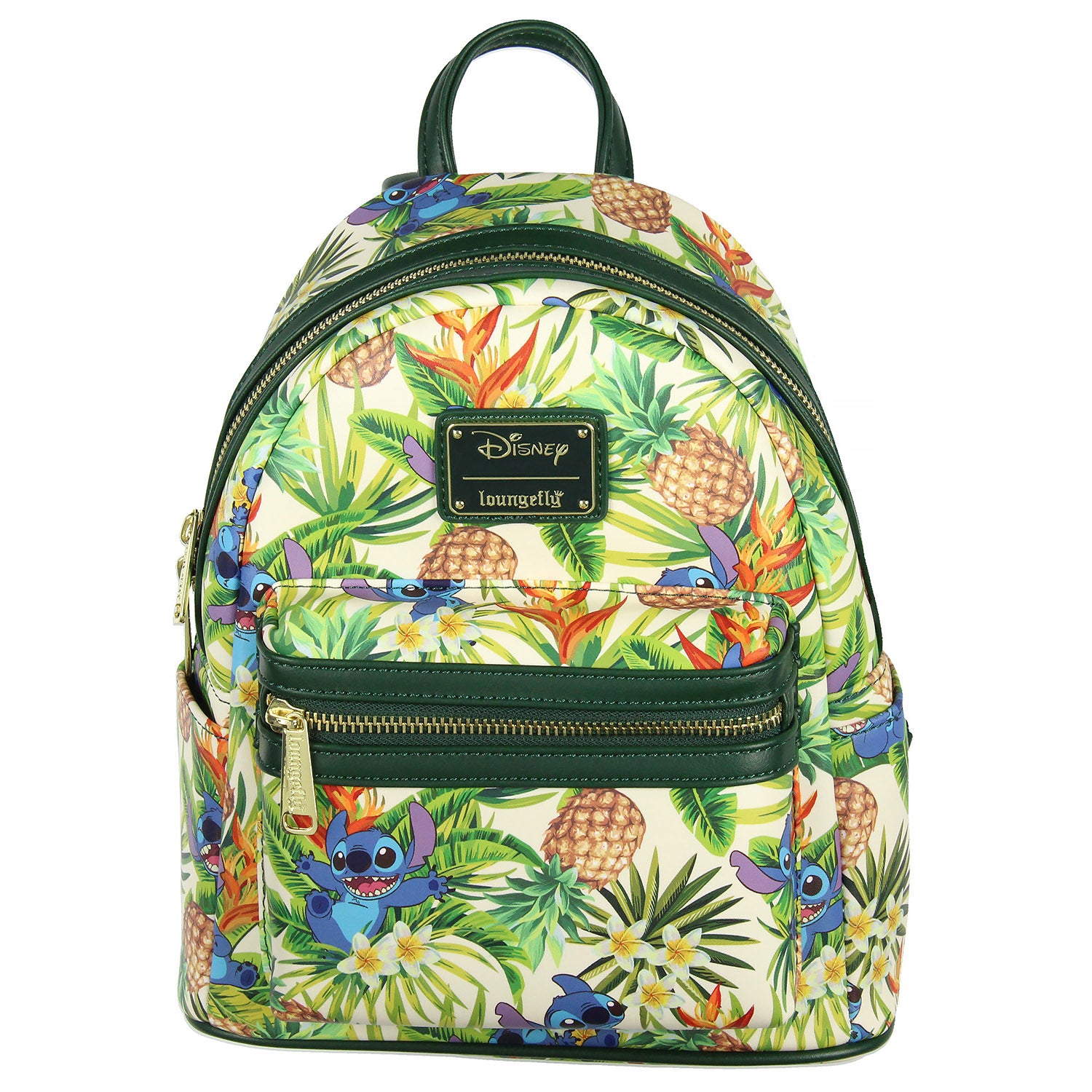 Loungefly Disney Lilo & Stitch Hawaiian Pineapple All Over Print Mini Backpack 11"