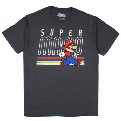 Nintendo Super Mario Mens' Classic Stripes Graphic Print T-shirt, Medium
