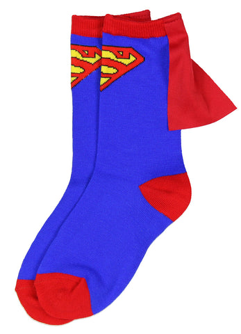 DC Comics Superman Blue Red Youth Boys Caped Crew Socks (4-6)