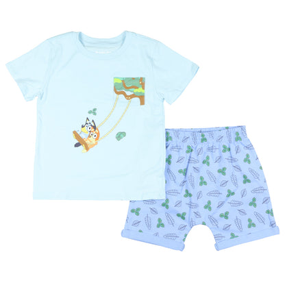 Disney Bluey Shirt Toddler Boys' Bluey and Bingo Tree Swing T-Shirt Short Set