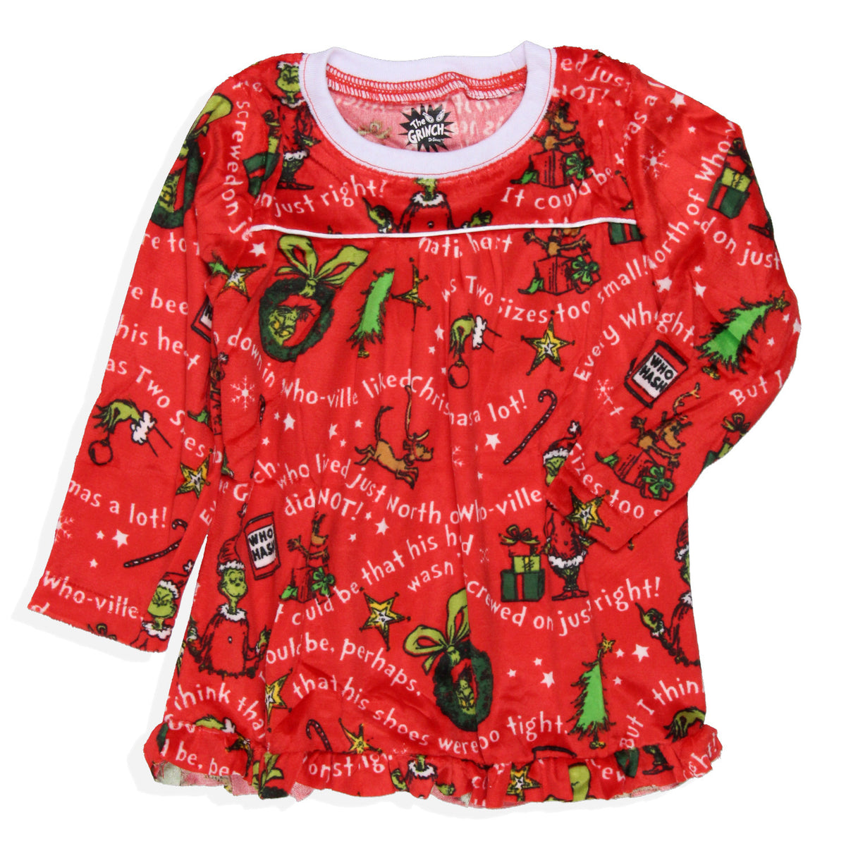 Dr. Seuss GRINCH Christmas Tossed Print Collar Sleep Pajama Set