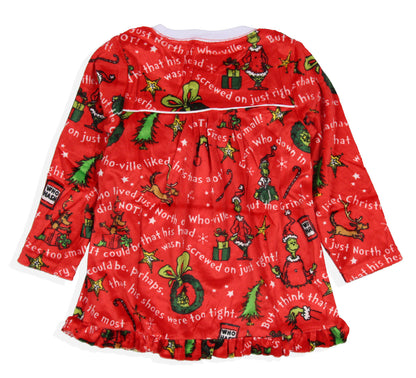 Dr. Seuss GRINCH Christmas Tossed Print Collar Sleep Pajama Set