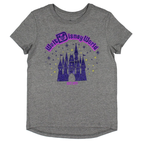 Disney Girls' Walt Disney World Cinderella Castle Glitter Logo T-Shirt Kids