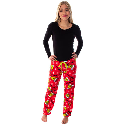 Dr. Seuss Juniors Women's The Grinch Christmas Naughty Fleece Pajama Pants
