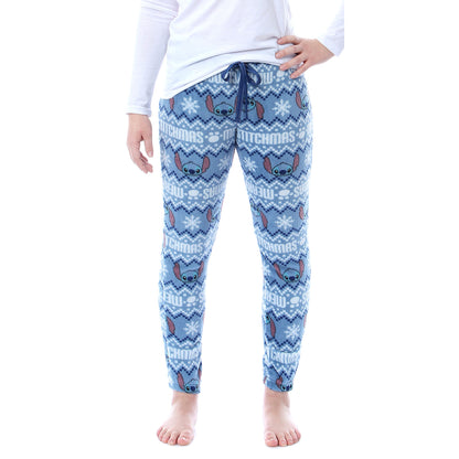 Disney Lilo And Stitch Juniors' Merry Stitchmas Plush Fleece Pajama Pants LG