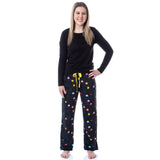 Pacman Women's Super Pac-Man Arcade Game Allover Pattern Plush Pajama Pants