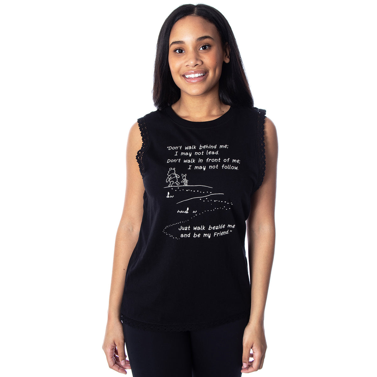 Disney Winnie The Pooh Walk Beside Me Be My Friend Junior's Muscle Shirt
