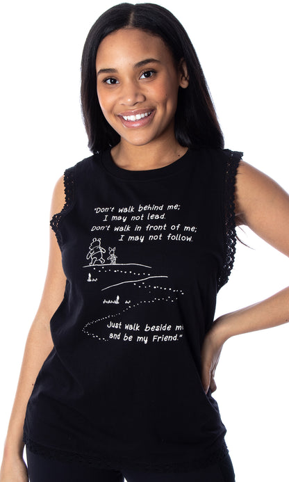 Disney Winnie The Pooh Walk Beside Me Be My Friend Junior's Muscle Shirt