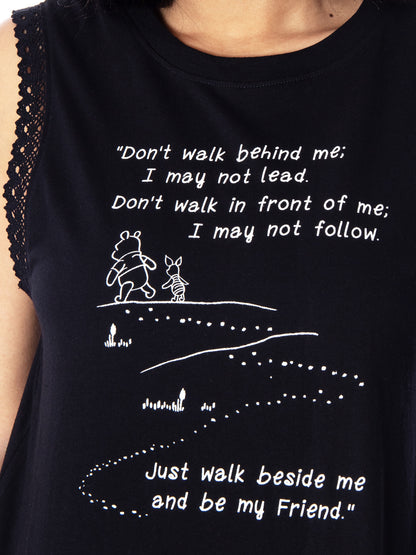 Disney Winnie The Pooh Walk Beside Me Be My Friend Junior's Muscle Shirt