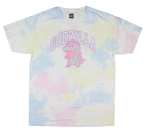 Godzilla Men's Chibi Movie Monster Tie-Dyed Short Sleeve T-Shirt