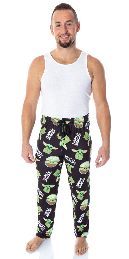Star Wars Men's Baby Yoda Snacks And Naps Sleep Lounge Pajama Pants