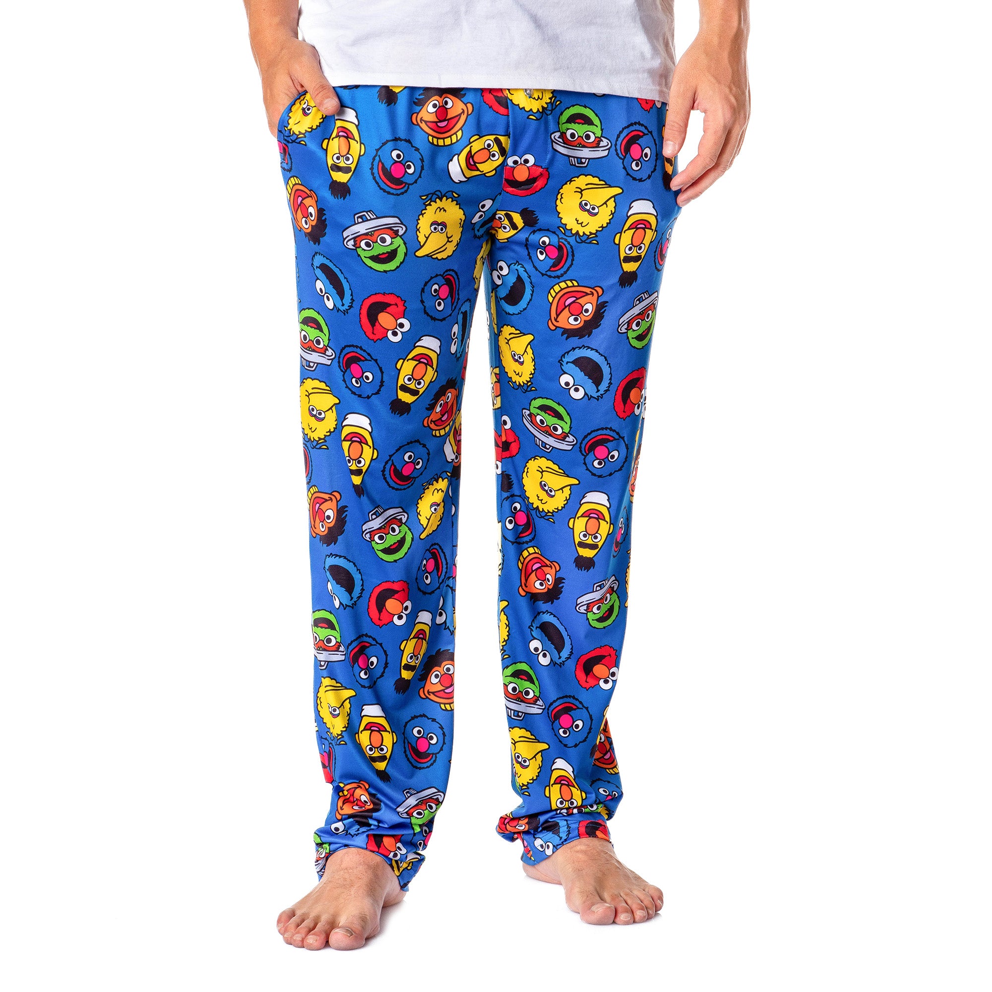 Sesame Street Men's Allover Character Head Adult Lounge Pajama