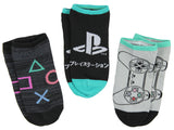 PlayStation Adult Logo Icon Controller 3 Pack No Show Ankle Socks