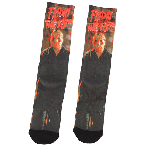 Friday The 13th Jason Blood Trail Sublimated Crew Socks 1 Pair