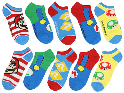 Super Mario Unisex Game Inspired 5 Pair Mix and Match Ankle Socks