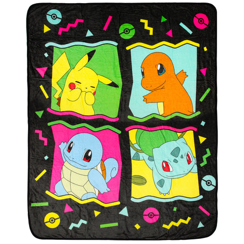 Pokemon 90's Character Box Design Gaming Plush Throw Blanket 46' x 60'