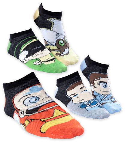 Nickelodeon Avatar The Last Airbender Chibi Character No-Show Ankle Socks 5 Pair
