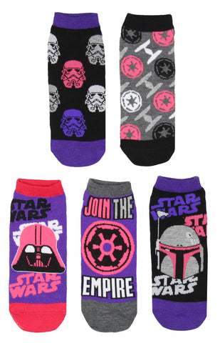 Disney Star Wars Darth Vader Join The Empire No-Show Ankle Socks 5 Pair