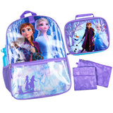 Disney Frozen Anna Elsa Olaf Trust Your Journey 5 PC Backpack Set Tote Bag