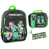 Minecraft Backpack Set with Detachable Lunch Box 16" 4 Piece Set