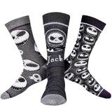 Nightmare Before Christmas Jack Skellington 3-Pair Crew Sock Coffin Gift Box Set