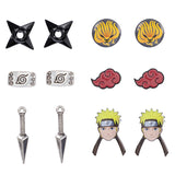 Naruto Shippuden Character And Icons 6 Pack Costume Jewelry Stud Earrings Set
