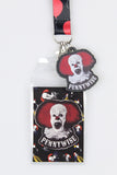 IT The Movie Pennywise ID Lanyard Badge Holder w/ And 2" Rubber Charm Pendant