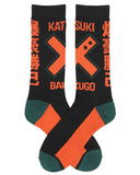 My Hero Academia Men's Katsuki Bakugo Mid-Calf Athletic Crew Socks